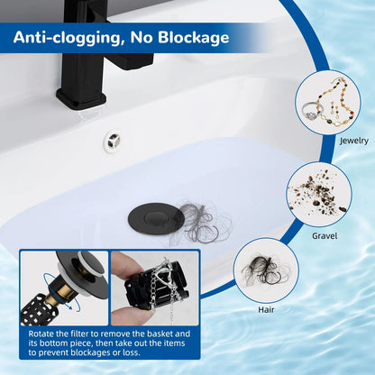 🛁3-in-1 Bathroom Sink Drain Strainer with Hair Catcher & Pop-Up Stopper