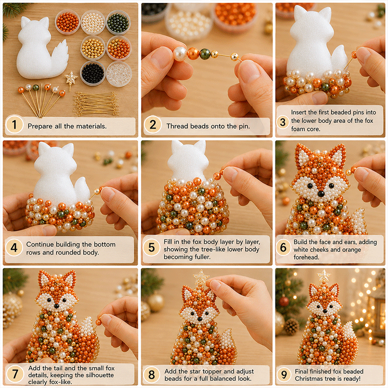 🐾 Animal-Themed Beaded Christmas Tree DIY Kit