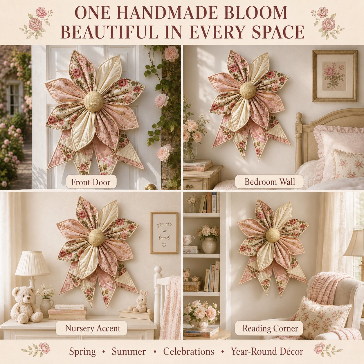 🌸 Beginner-Friendly Oversized Garden Blossom Quilted Bow Sewing Kit | Complete Kit with All Tools & Step-by-Step Guide Included 💕