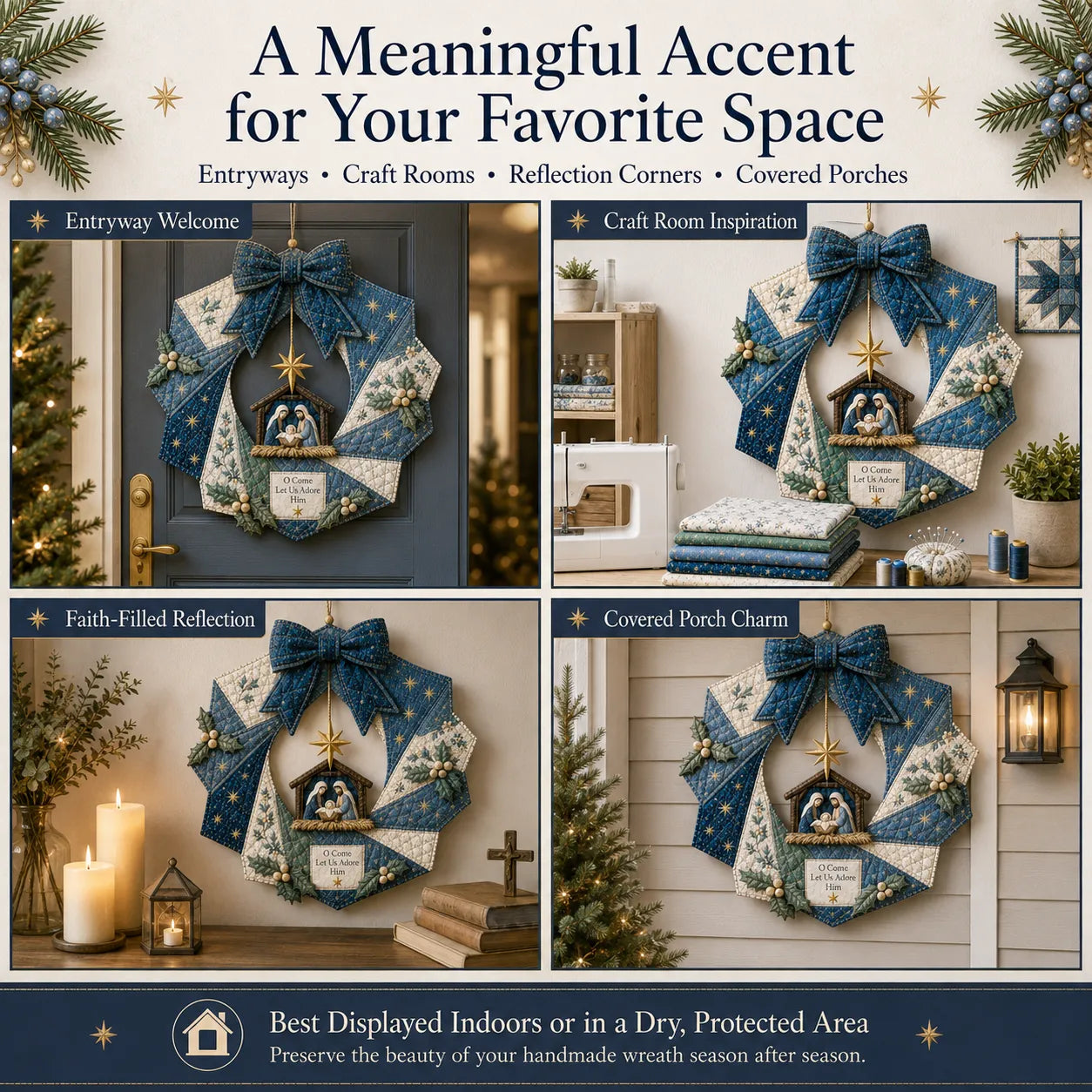 ⏳ Last Day 49% OFF – 🎄Beginner-Friendly DIY Christmas Fabric Wreath Kit Collection | Complete Kit with Coordinated Fabrics, Wreath Materials & Step-by-Step Guide Included 💕