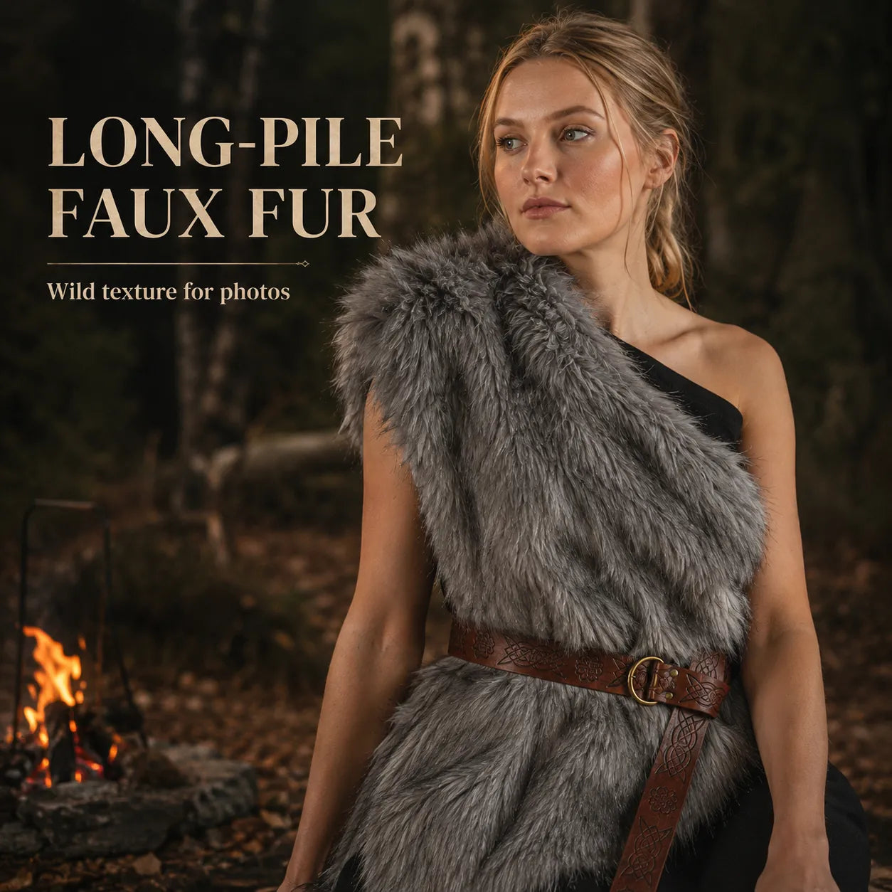 🐺 Viking-Inspired Faux Fur Shoulder Cape – Barbarian Halloween Cosplay Costume