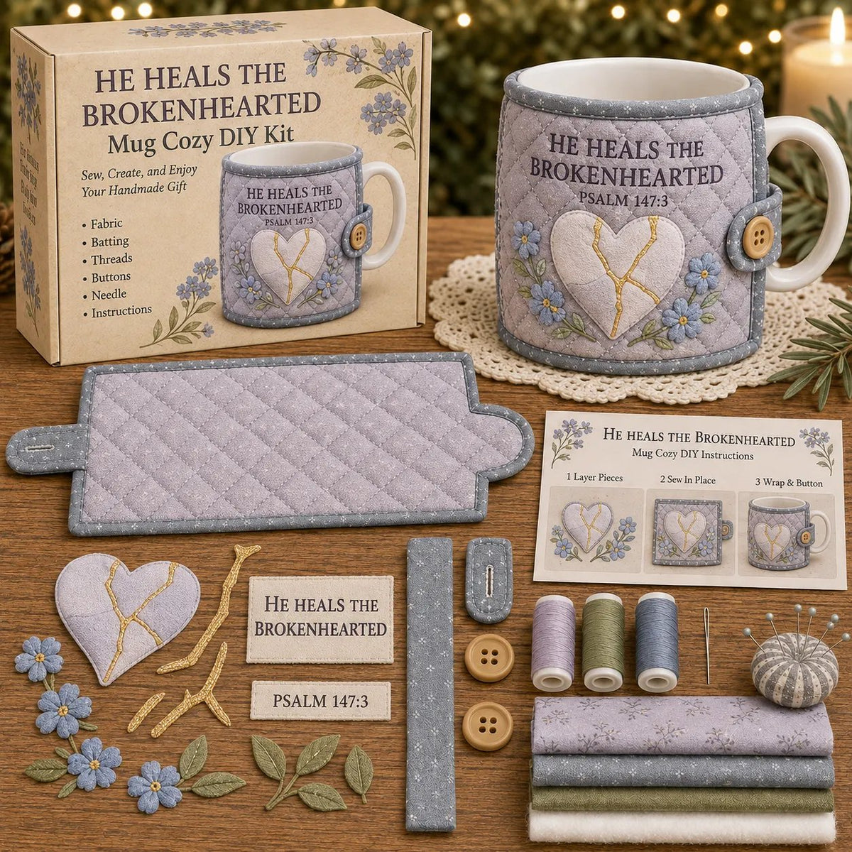 ✝️ Faith & Scripture Mug Cozy Sewing Kit