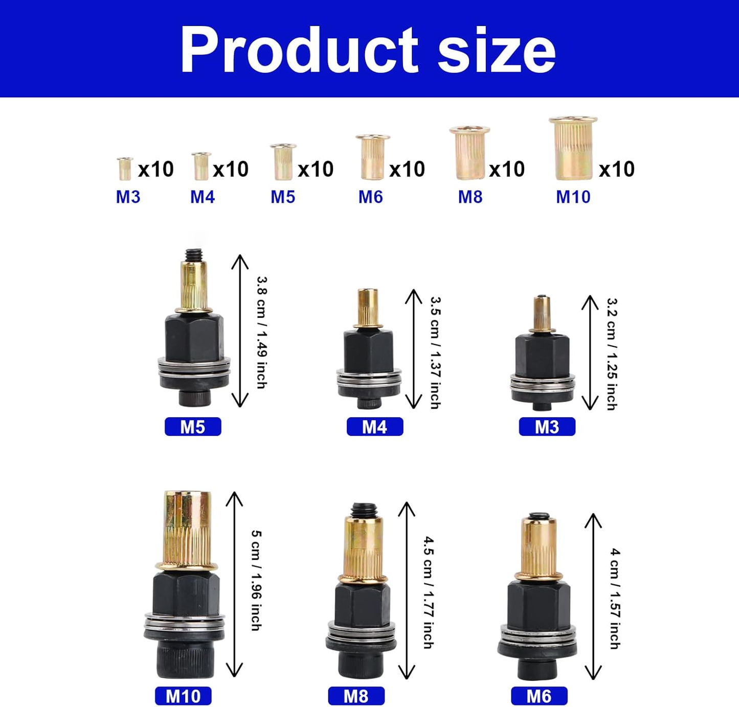 🔧 Heavy-Duty Rivet Nut Tool Kit – M3-M10