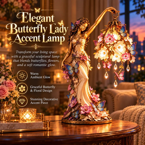 🦋 'Butterfly Lady' Accent Lamp – Elegant flower goddess-style lamp with crystal drops