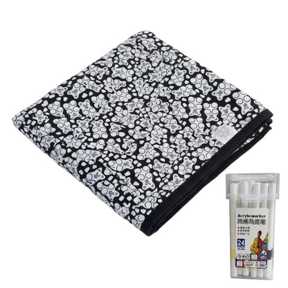 🎨 Fuzzy Velvet Coloring Blanket with 24 Markers | 8 Designs