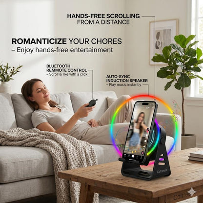 [7-in-1 Upgrade] Wireless Induction Speaker Phone Stand with Remote Control