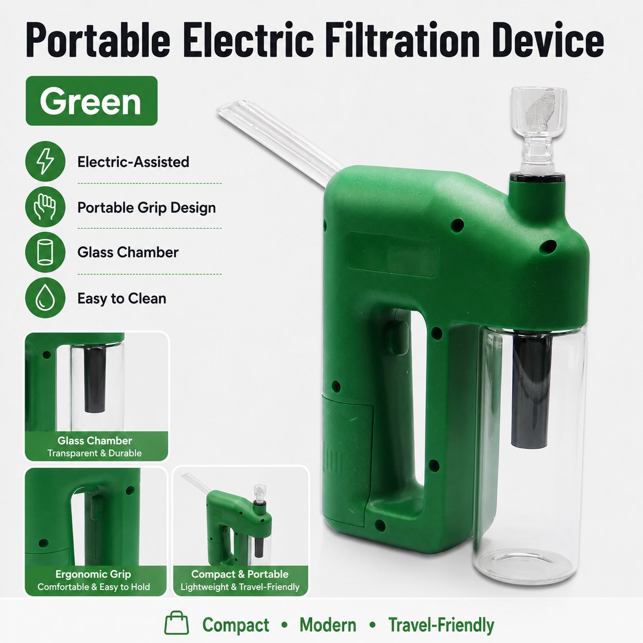 ⚡ LAST DAY 50% OFF – Portable Handheld Electric Filtration Device | Compact Glass Chamber Design with Electric-Assisted Operation & 6 Color Options ✨