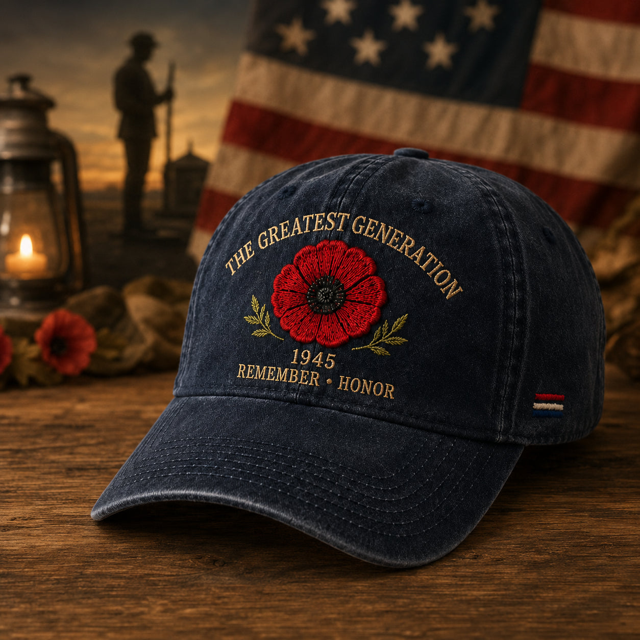 🎁 The Greatest Generation 1945 Memorial Poppy Cap – Remember & Honor