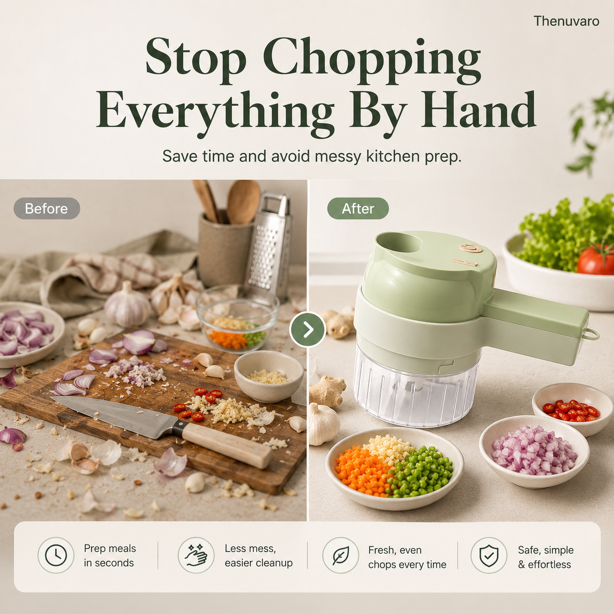 everyday meals prepared with food chopper