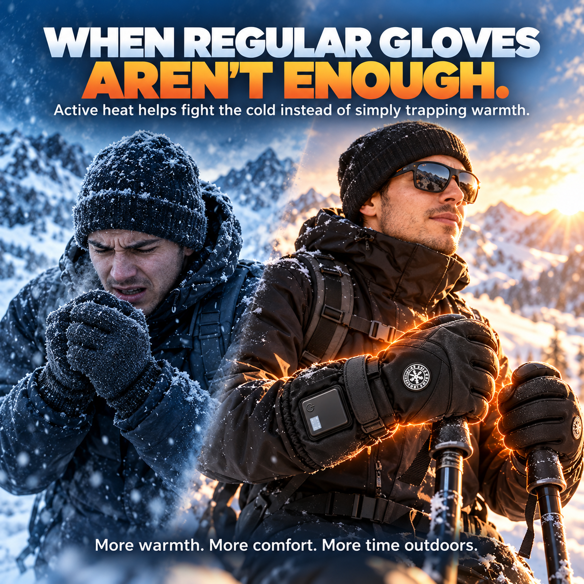 🔥 Rechargeable Heated Gloves – 3 Heat Settings, Waterproof Touchscreen Winter Gloves