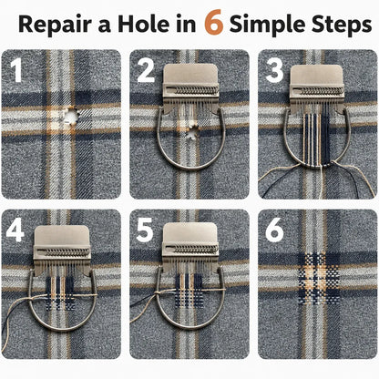 🧶Complete Visible Mending Loom Kit – 16-Hook Clothing Repair Set – Repair Sweaters, Socks & Denim