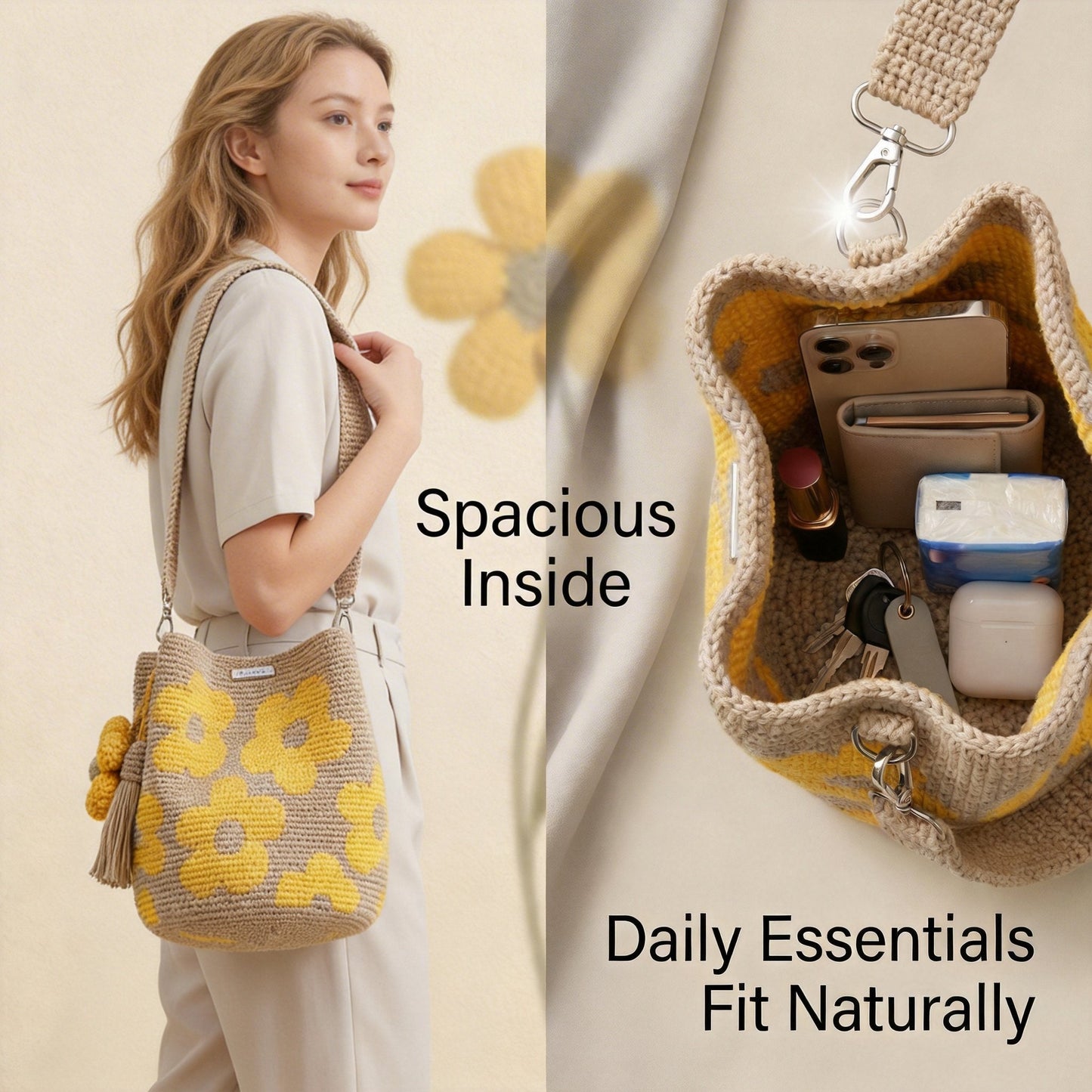 🎁🌼Only $34.99 This Week🌟🎉Handmade Crochet Flower Tote 🌼✨