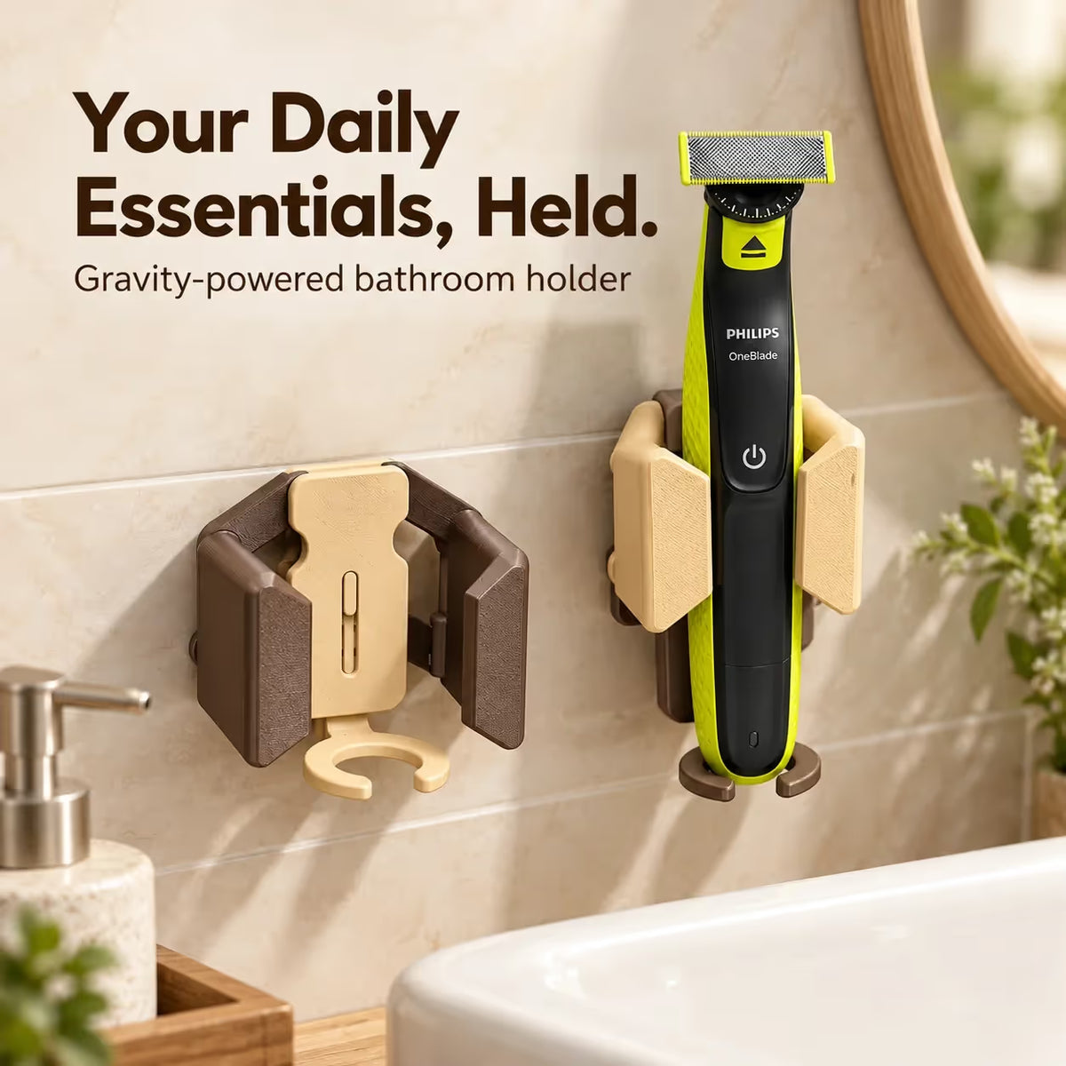 🪥 Gravity-Grip Wall Mount Toothbrush Holder | Drill-Free Bathroom Organizer🧼