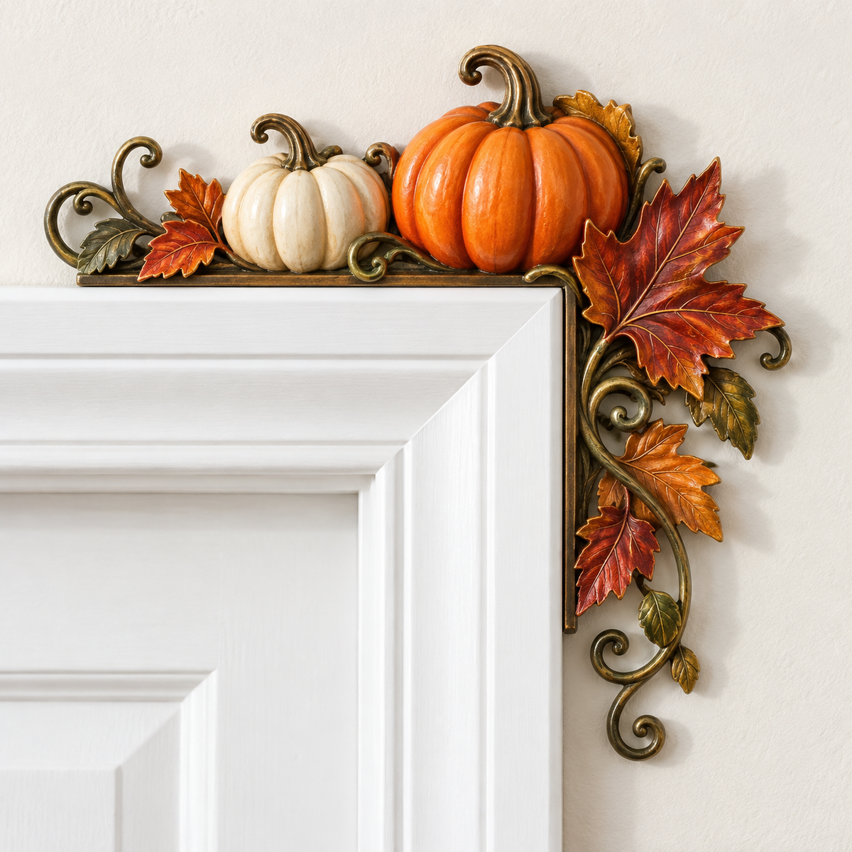 Pumpkin & Fall Leaves Door Topper
