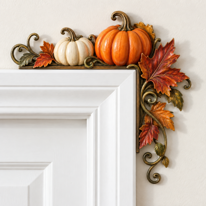 Pumpkin & Fall Leaves Door Topper