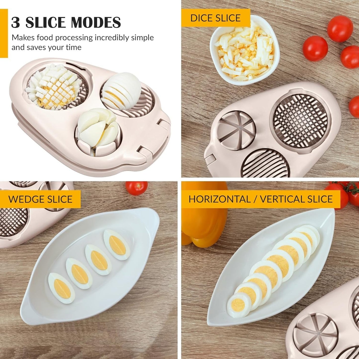 🥗Kitchen Essentials 🔪 3-in-1 Egg Slicer – Dice, Wedge, or Slice