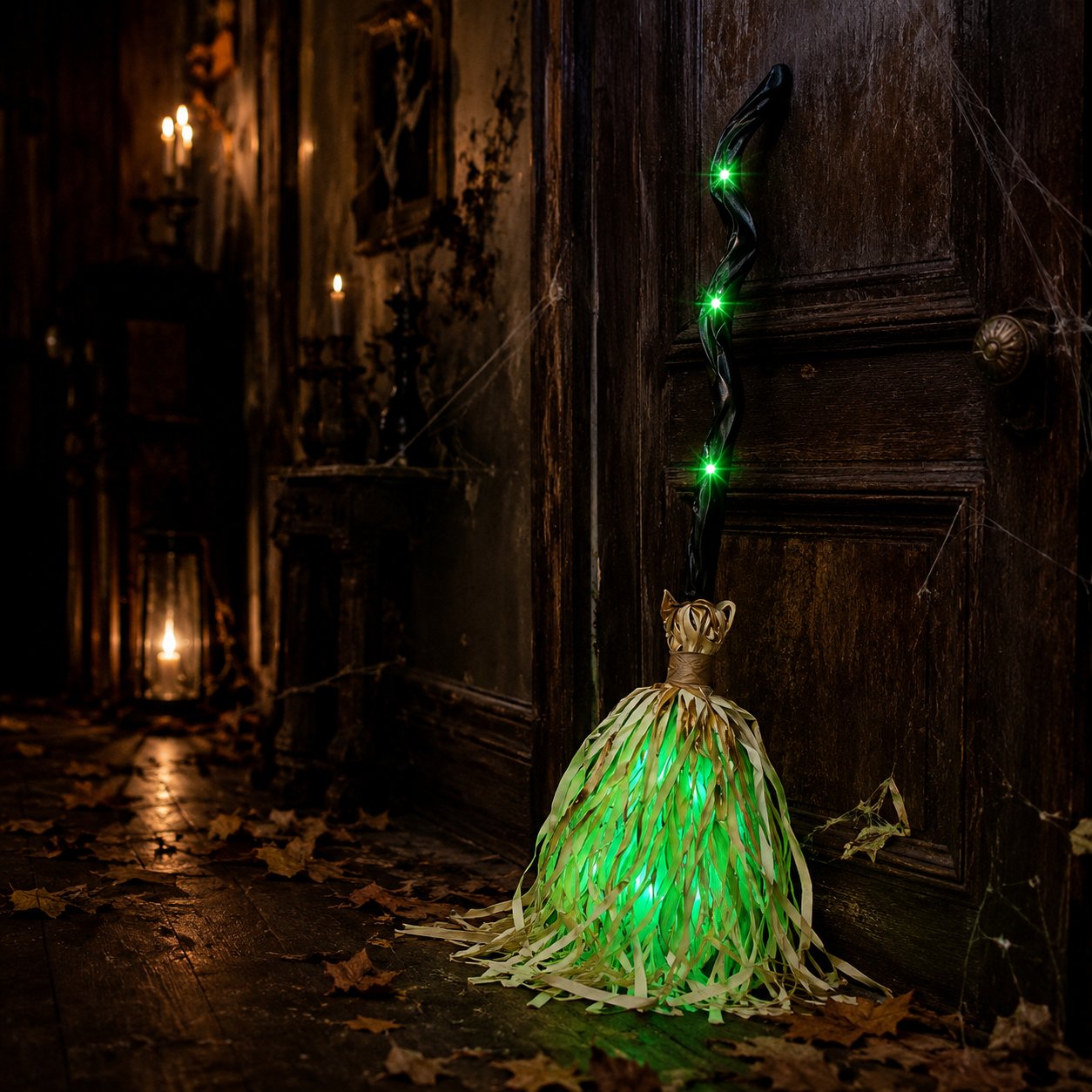 Animated Moving Witch Broom, Light‐Sound‐Motion Halloween Prop to Boost Thrill for Your Indoor & Outdoor Party Decor