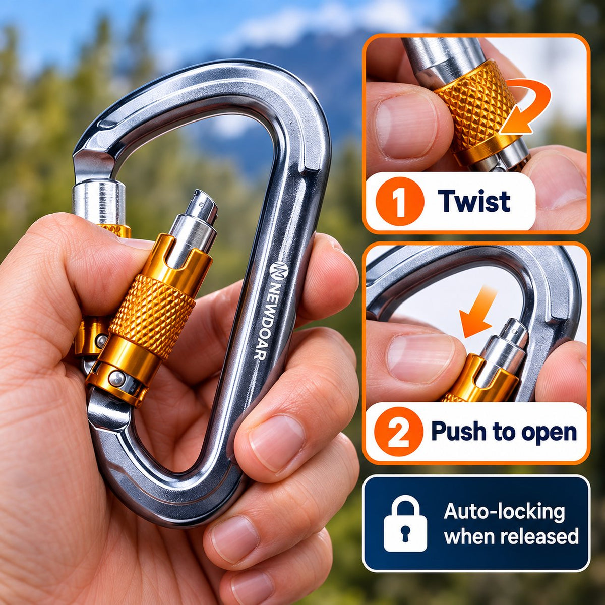 25KN Auto-Locking Carabiner