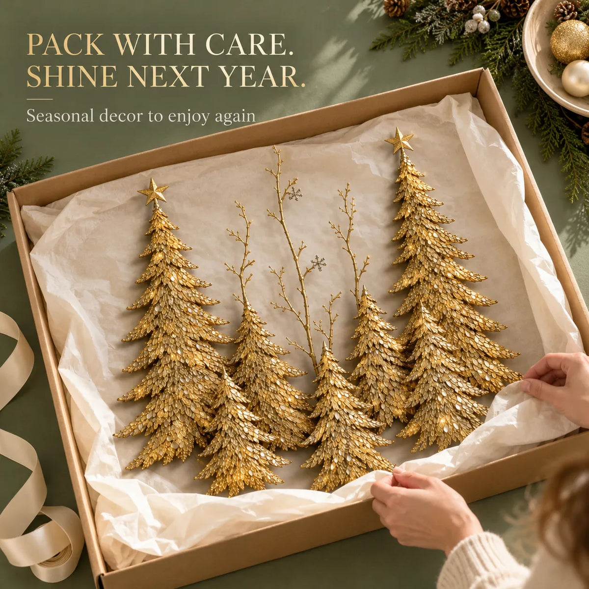 ✨Golden Light-Up Christmas Forest Wall Decor
