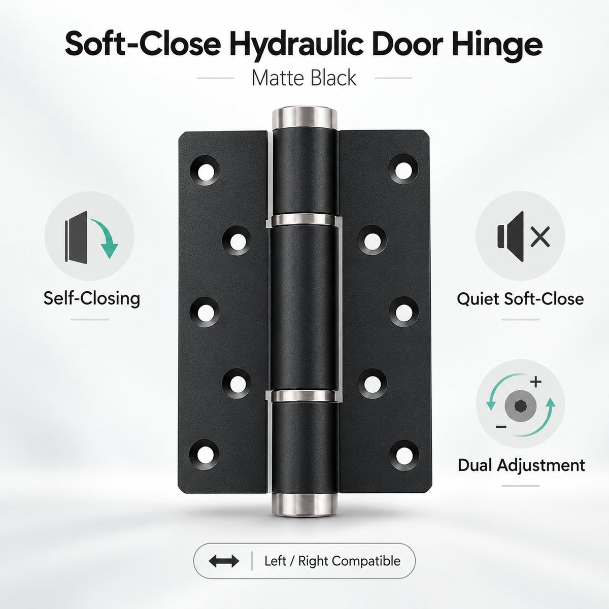 🚪 5' Hydraulic Self-Closing Door Hinge — Dual-Adjustable Soft-Close Design