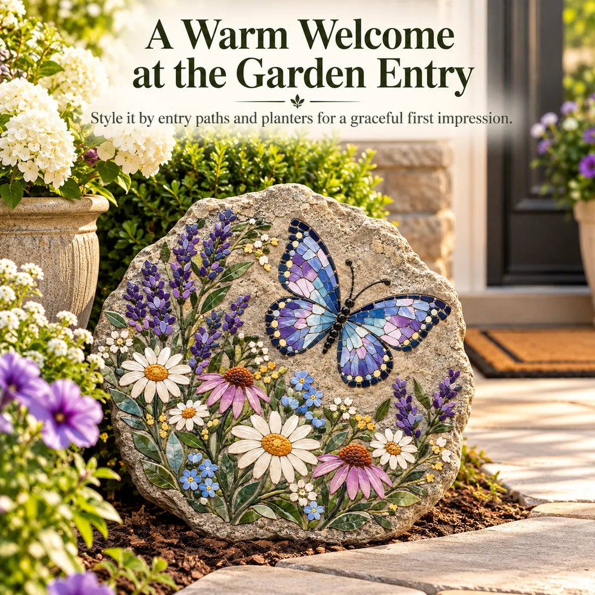 🦋 Butterfly Wildflower Mosaic Stepping Stone DIY Kit