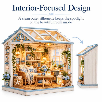 🌊 DIY Coastal Sunroom Miniature Kit | Warm LED Glow | Cozy Coastal Grandma Home Decor 🐚