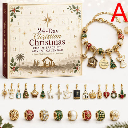 24-Day Christian Christmas Charm Bracelet Advent Calendar