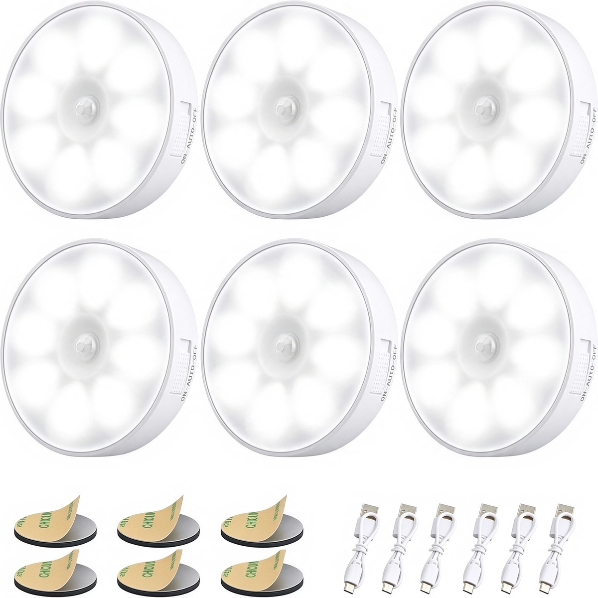 6 Pcs Motion Sensor Light, Rechargeable Night Light 💡