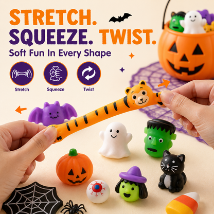 🎃 100PCS Halloween Mochi Squishy Toys – Cute Sensory Party Favors & Goodie Bag Fillers✨