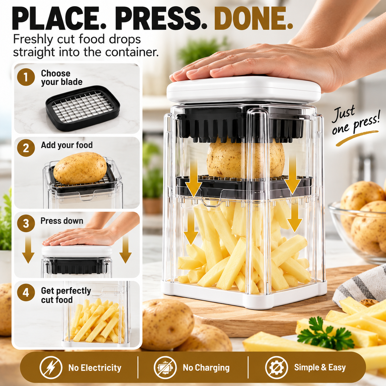 🍟 3-in-1 French Fry & Vegetable Cutter – Fast, Easy & Air Fryer Ready