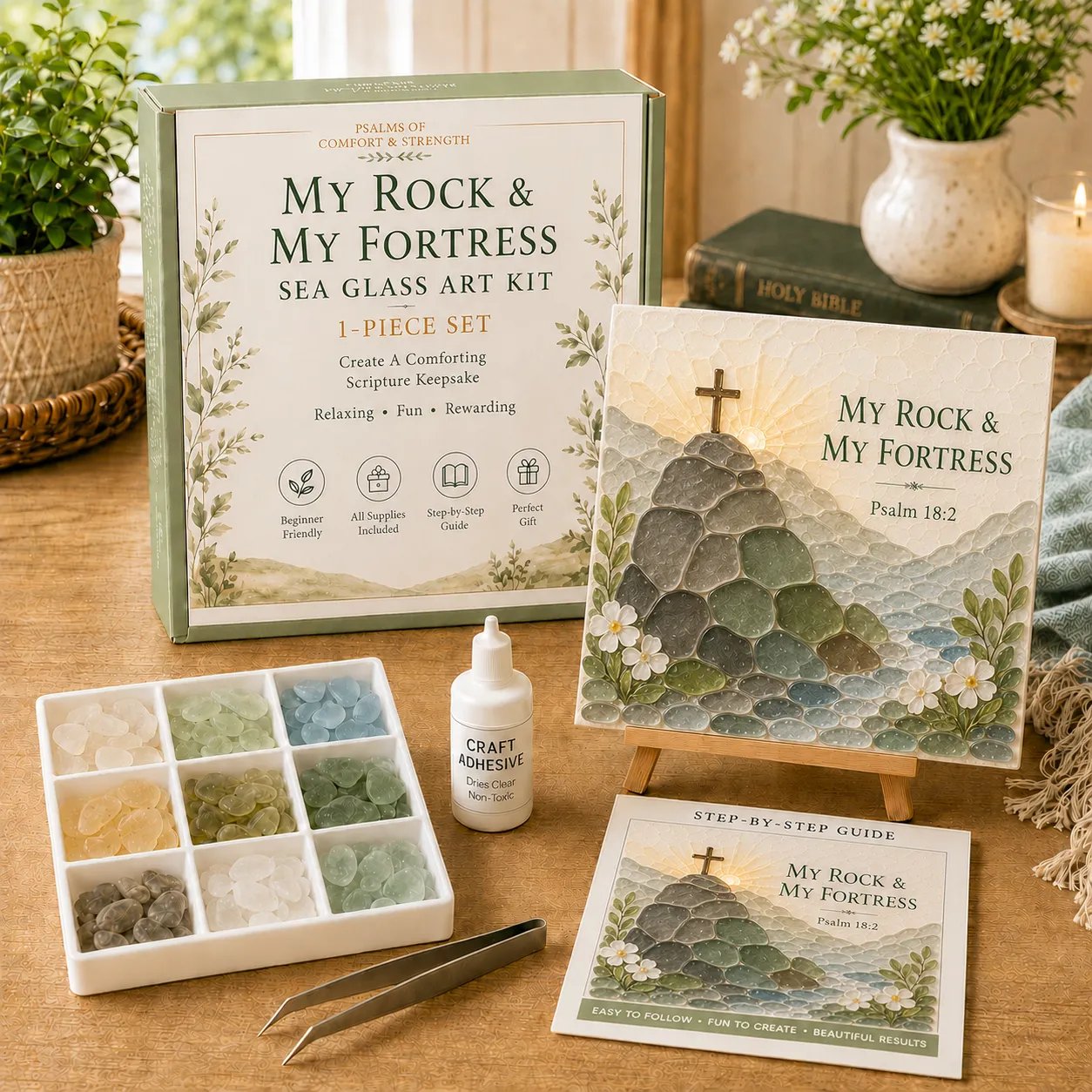 🎉 ✝️ Psalms of Comfort & Strength Sea Glass Art Kit