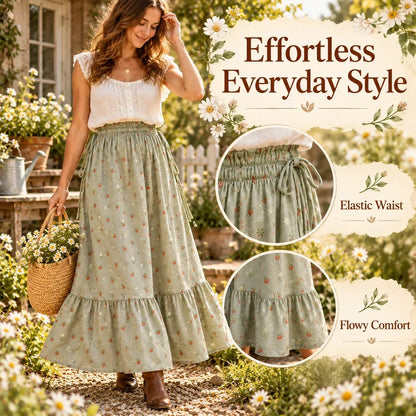 🌸 Boho Floral Maxi Skirt (One Size) – A Little Romance in Every Step