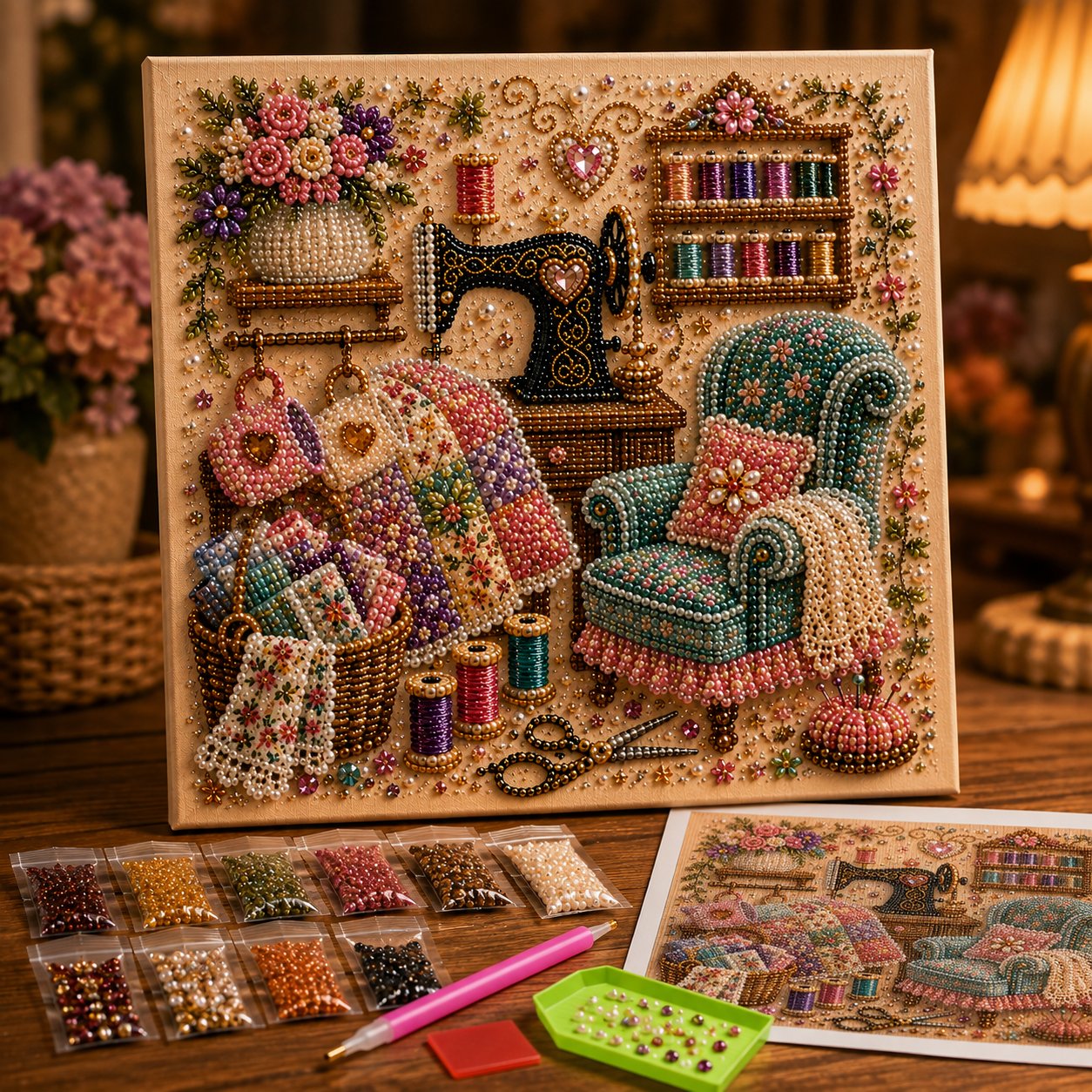 ⏳ Last Day 49% OFF – ✨Beginner-Friendly Premium 3D Pearl Cozy Room Diamond Painting Art Kit Collection | Complete Kit with All Tools & Step-by-Step Guide Included 💕