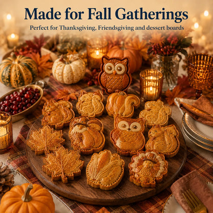 ⏳ Last Day 49% OFF – 🍂 8-Design Fall Mini Pie Mold Collection | Reusable Embossed Molds for Shaping Detailed Owl, Fox, Turkey, Pumpkin, Acorn & More 🥧✨
