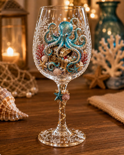 ⏳ Last Day 49% OFF – 🌊 3D Ocean Treasures Sculpted Glass Collection | Premium Clear Stemware with Raised Marine Figures, Shell & Pearl Details & Underwater-Inspired Accents ✨