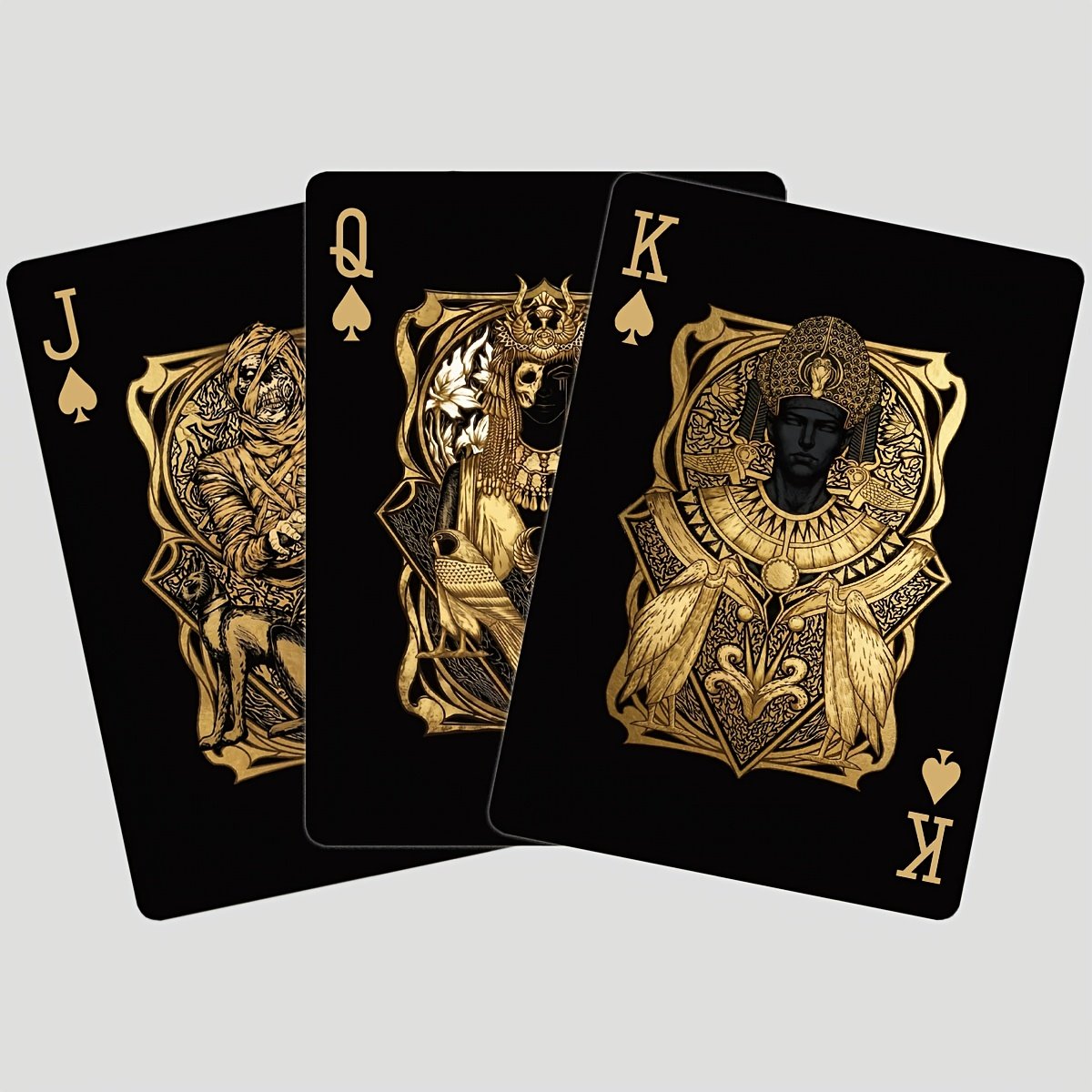 Black‑Gold Egyptian Themed Playing Cards – 300g Blue-Core Deck
