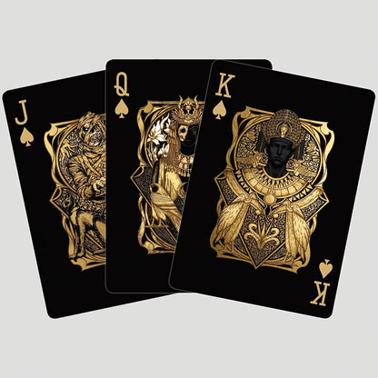 Black‑Gold Egyptian Themed Playing Cards – 300g Blue-Core Deck