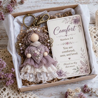 ⏳ Last Day 49% OFF – 🪽 Faith Guardian Keychain Scripture Gift Set Collection | Layered Fabric Charm, Inspirational Scripture Card & Ready-to-Gift Box Included 💕