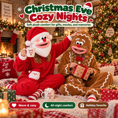 Goofy Mouth Christmas Plush Onesie | Soft Fluffy Family Holiday Costume