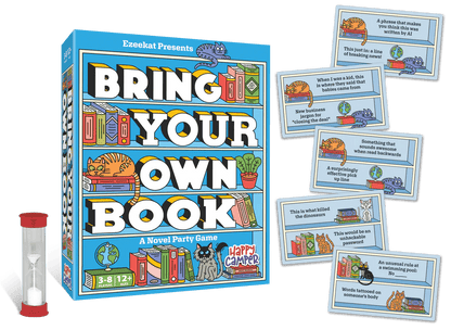 📚 Bring Your Own Book Party Game | 150 Hilarious Prompt Cards, 60-Second Timer & Endless Book Night Fun 🐱🎉