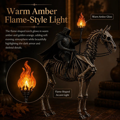 Lighted Headless Horseman on Skeleton Horse Figurine
