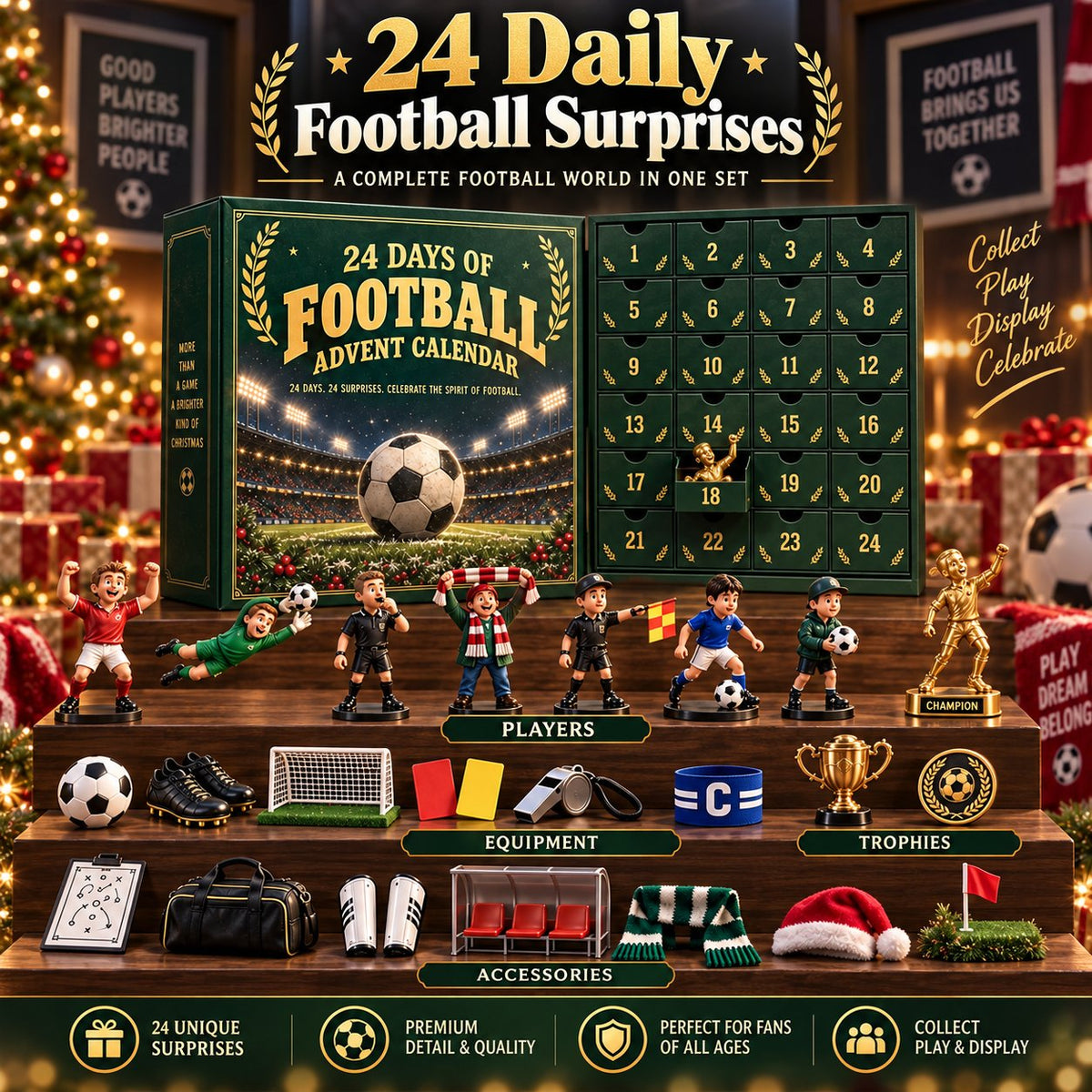 ⚽ Soccer Fan 24-Day Advent Calendar – Acrylic Miniatures