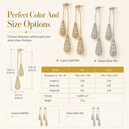 ✨ Two-Way Waterdrop Tassel Earrings - Convertible Zircon Drop Earrings 💎