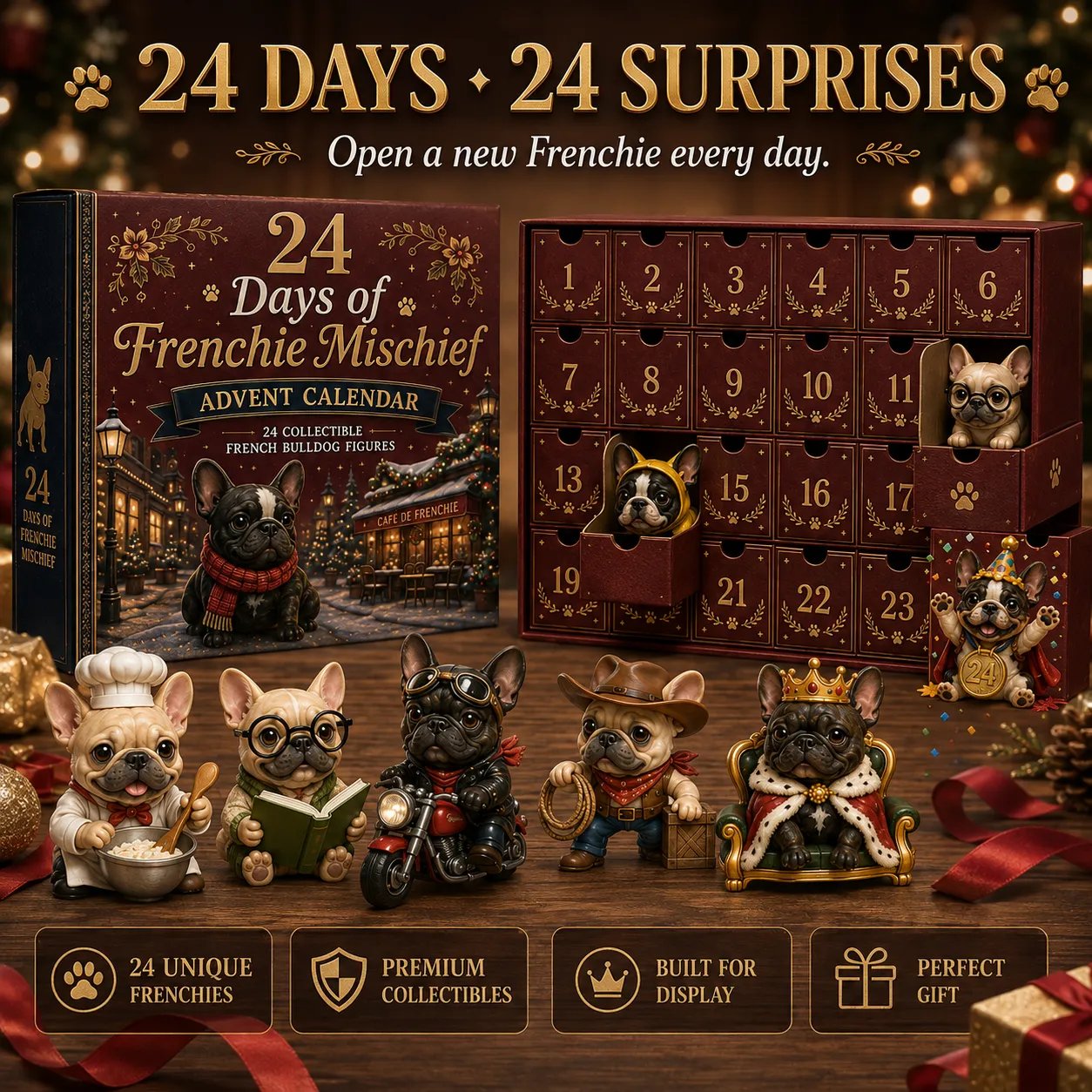⏰Limited Stock 49% OFF - 🎄🐶 2026 French Bulldog Advent Calendar – 24 Days of Frenchie Mischief(📦Buy 2 Free Shipping)
