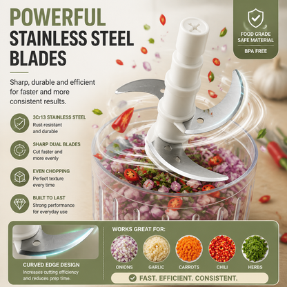 🥗 4-in-1 Handheld Food Chopper – Chop, Slice & Mix Faster for Effortless Everyday Cooking