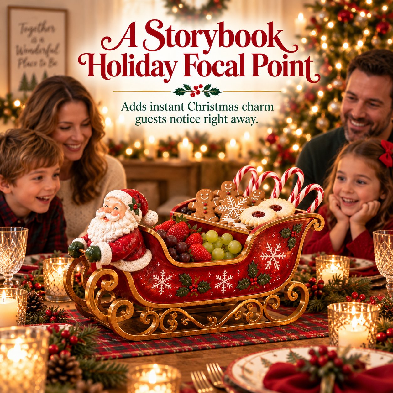 Santa Sleigh Holiday Serving Centerpiece
