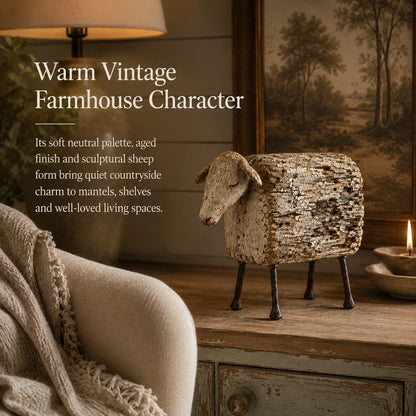 🐑 Vintage Distressed Farm Animal Sculptures – 5 Rustic Styles