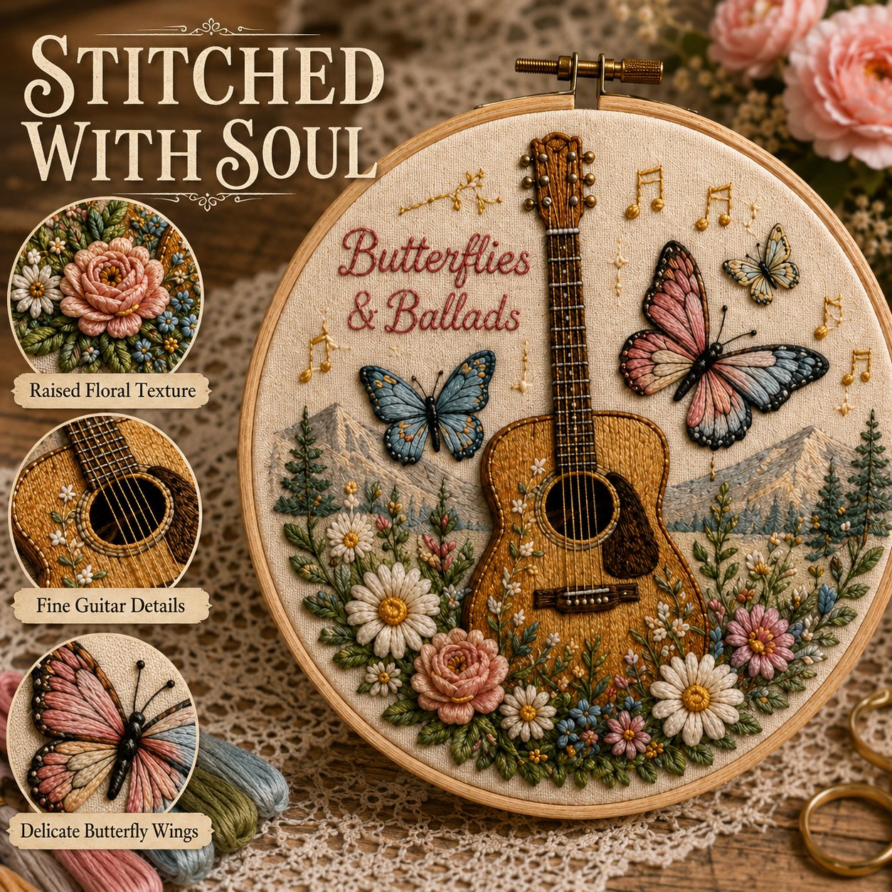 🌼 Beginner-Friendly Dolly Southern Country Needlework DIY Kit | Complete Kit with Pre-Printed Fabric, Wooden Hoop, Floss, Needles & Step-by-Step Guide Included 💕
