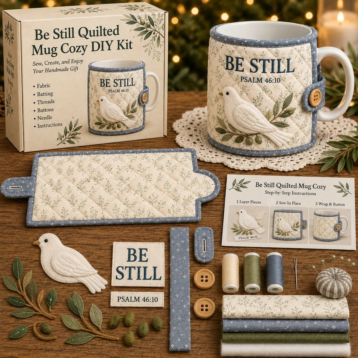 ✝️ Faith & Scripture Mug Cozy Sewing Kit