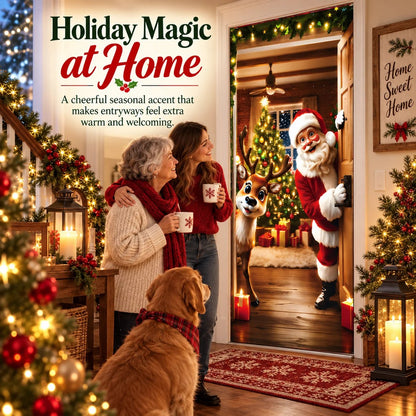 ⏰LAST DAY 50% OFF 🎅 🚪Santa & Reindeer Christmas Door Cover
